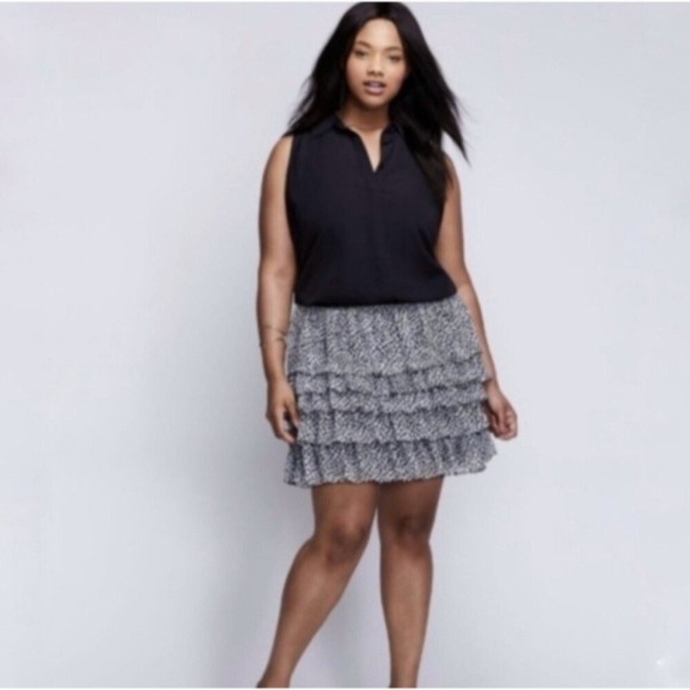 NEW Lane Bryant Plus Size Black & White Ruffle Skirt